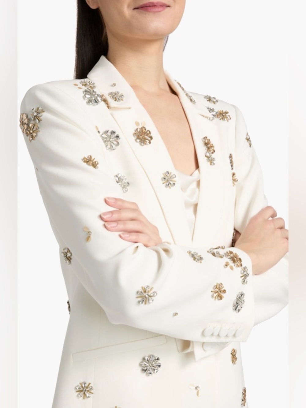 Cinq a Sept Karlie Tumbling Flowers Embellished Blazer - Picture 2 of 12